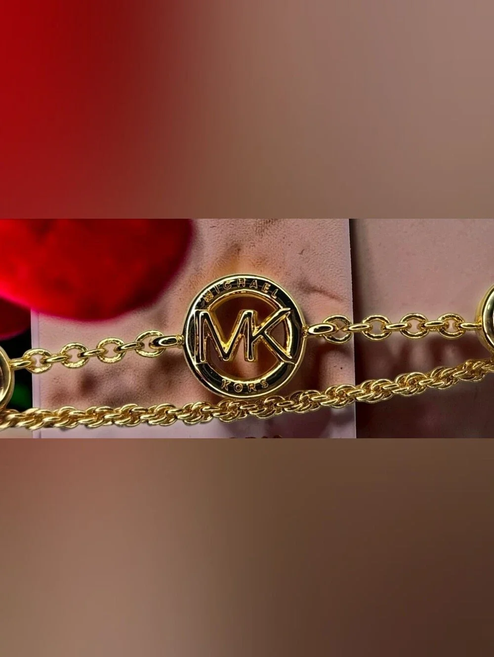 Michael Kors Gold-Tone Fulton Logo Double-Layer Chain Bracelet NWT